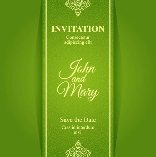 Ornate floral invitation card green styles vector 18 styles ornate invitation green floral card   