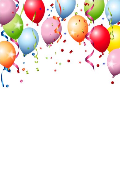 Birthday background colored confetti with balloon vector 01 confetti colored birthday balloon background   