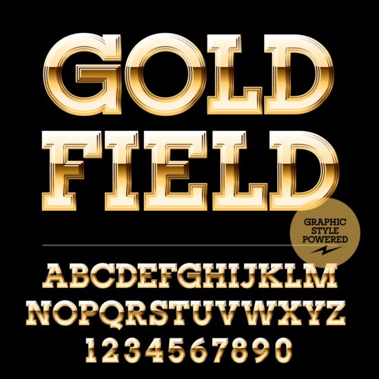 Shining golden number with alphabets vector 07 shining number golden alphabets   