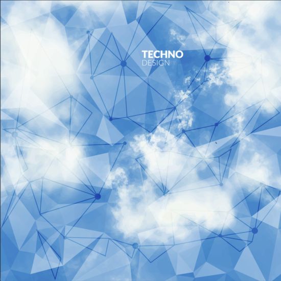 Triangles tech background and cloud vector 02 triangles tech cloud background   
