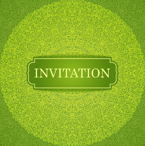 Ornate floral invitation card green styles vector 08 styles ornate invitation green floral card   