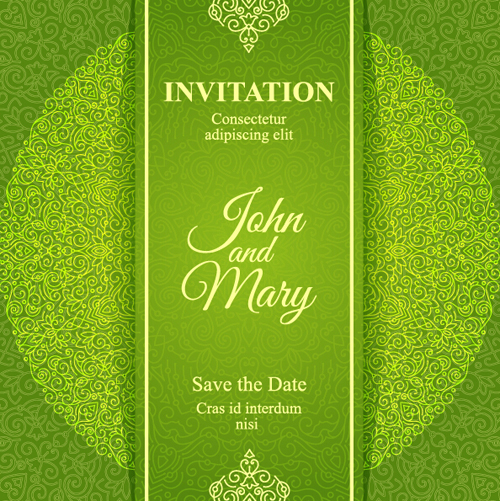 Ornate floral invitation card green styles vector 17 styles ornate invitation green floral card   