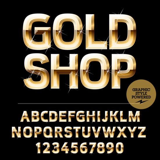 Shining golden number with alphabets vector 06 shining number golden alphabets   