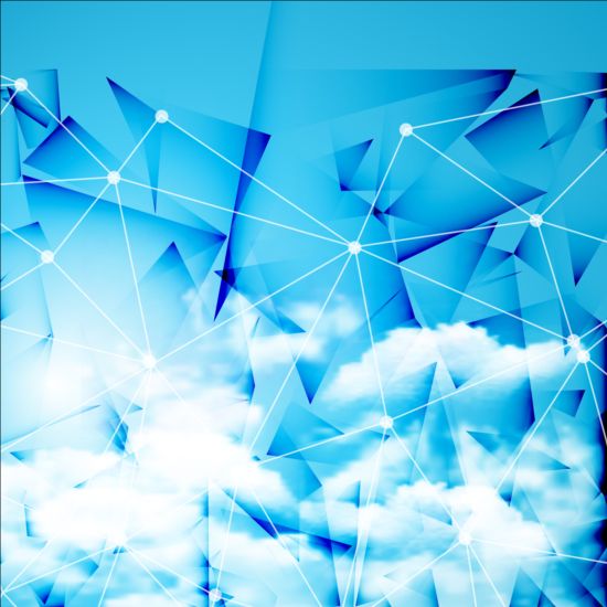 Triangles tech background and cloud vector 01 triangles tech cloud background   