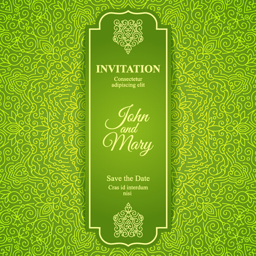 Ornate floral invitation card green styles vector 07 styles ornate invitation green floral card   