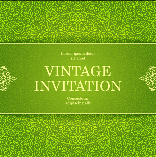 Ornate floral invitation card green styles vector 16 styles ornate invitation green floral card   