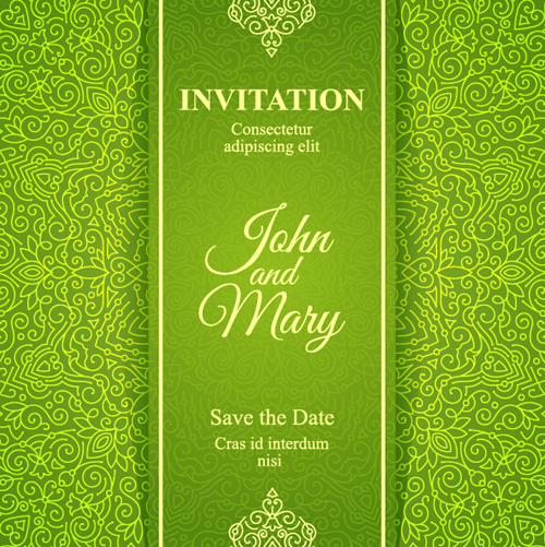 Ornate floral invitation card green styles vector 06 styles ornate invitation green floral card   