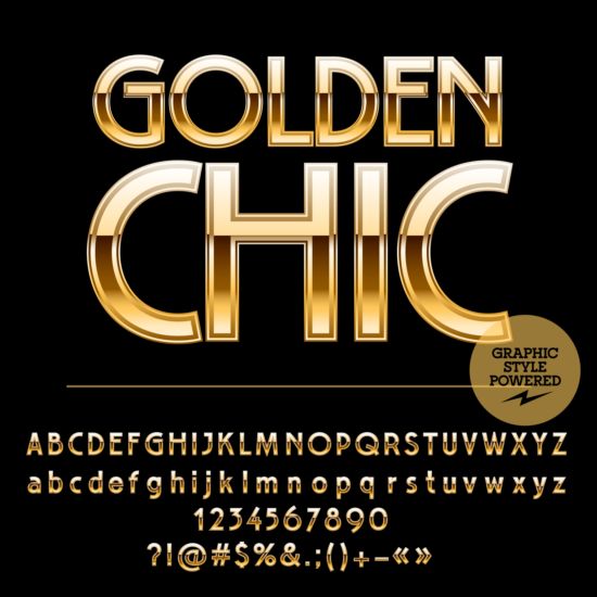 Shining golden number with alphabets vector 02 shining number golden alphabets   