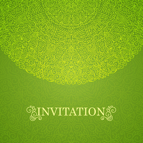 Ornate floral invitation card green styles vector 05 styles ornate invitation green floral card   