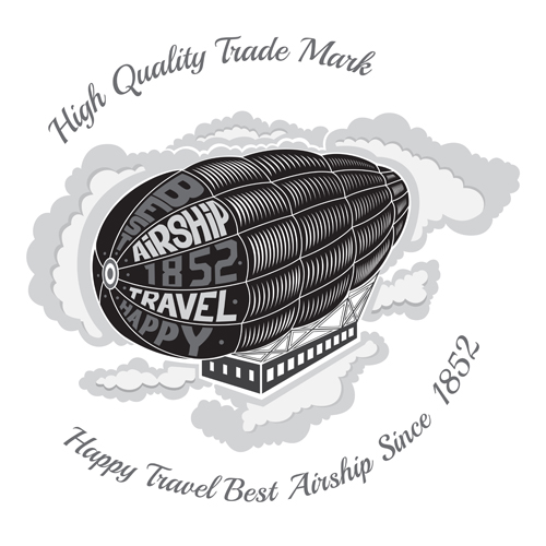airship with travel background vector travel Airship   
