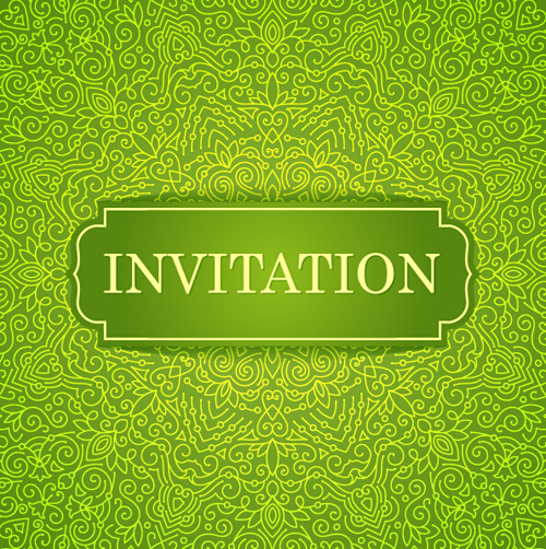 Ornate floral invitation card green styles vector 04 styles ornate invitation green floral card   