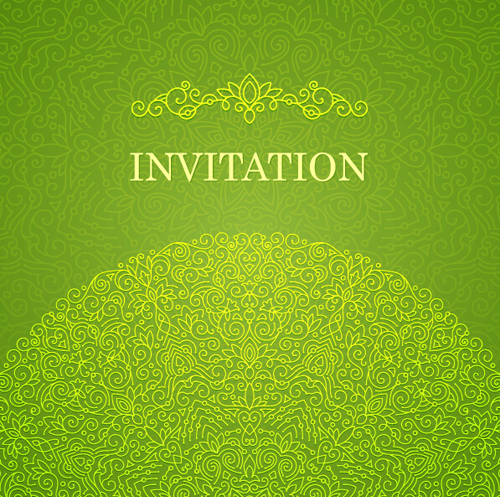 Ornate floral invitation card green styles vector 03 styles ornate invitation green floral card   