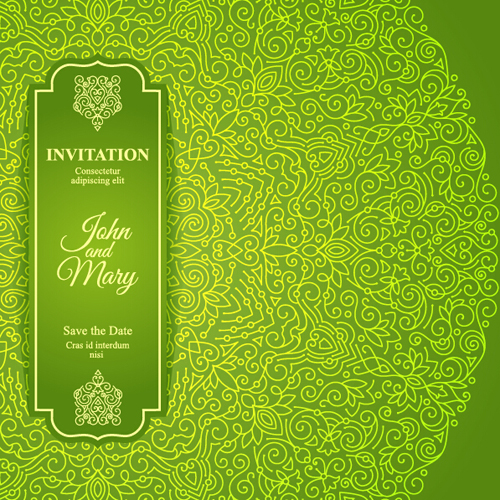 Ornate floral invitation card green styles vector 02 styles ornate invitation green floral card   