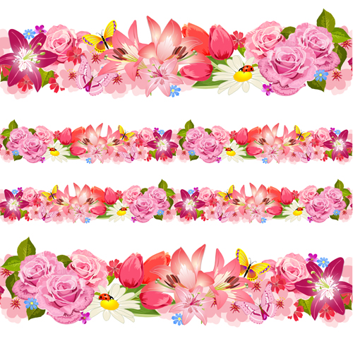 Beautiful flower borders vector material flower borders beautiful   