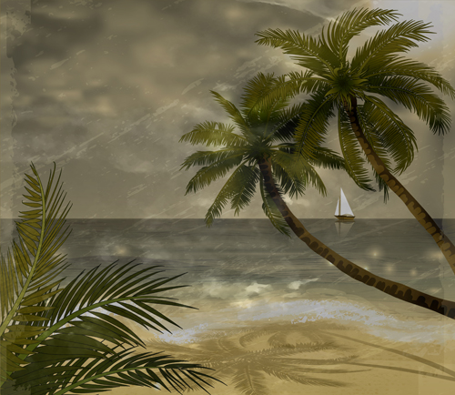Tropical beach with summer holiday vector 07 tropical summer holiday beach   