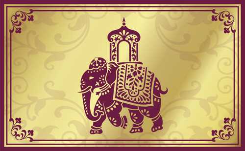 Indian patterns with elephants vector set 01 patterns indian elephants   