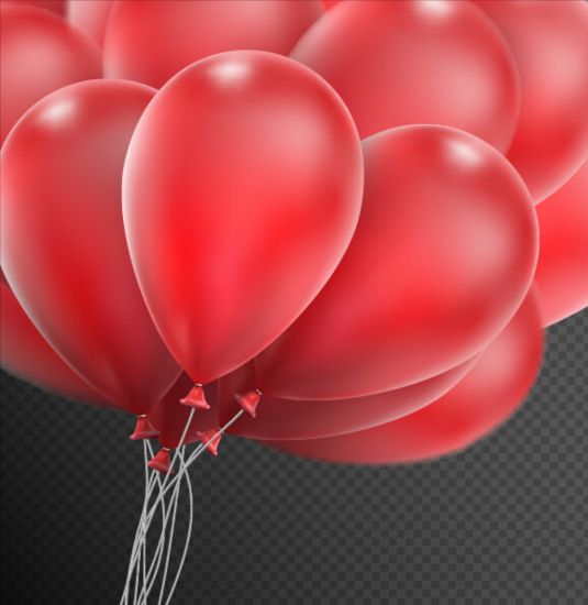Realistic red balloons vector illustration 11 realistic illustration balloons   