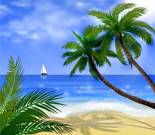 Tropical beach with summer holiday vector 06 tropical summer holiday beach   