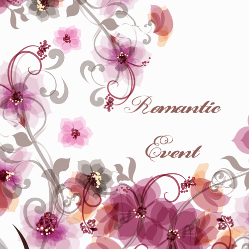 Romantic style pink flowers vector background romantic pink flowers   