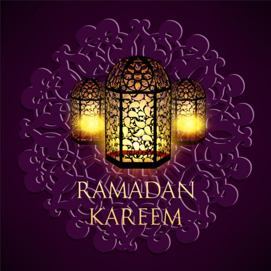 Ramadan kareem purple backgrounds vector set 13 ramadan purple kareem backgrounds   