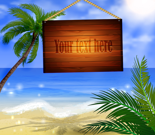 Tropical beach with summer holiday vector 04 tropical summer holiday beach   