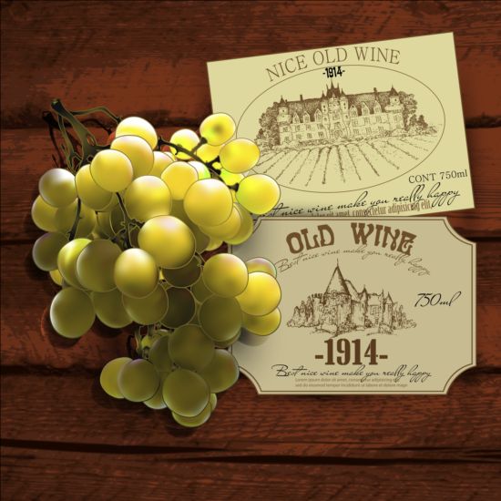 Wine and grapevine with wood background vector wood wine grapevine background   