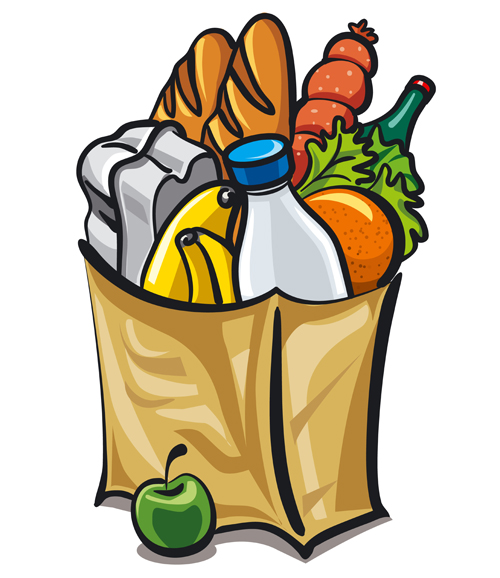 Grocery bag with food design vector 01 grocery food design bag   