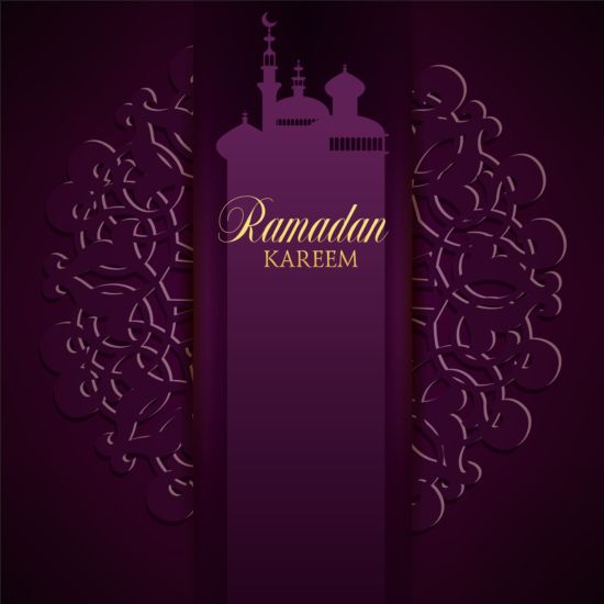 Ramadan kareem purple backgrounds vector set 09 ramadan purple kareem backgrounds   