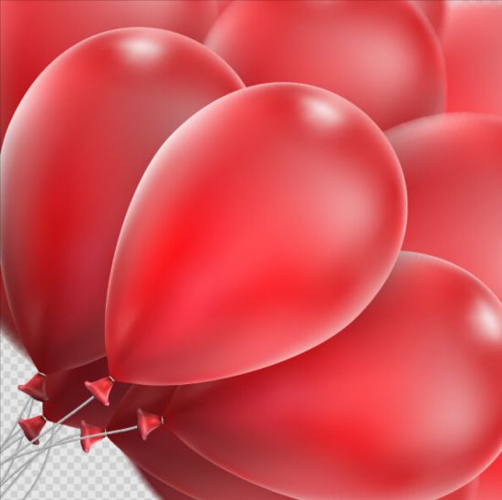 Realistic red balloons vector illustration 03 realistic illustration balloons   