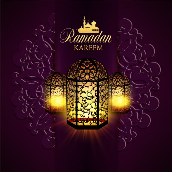 Ramadan kareem purple backgrounds vector set 07 ramadan purple kareem backgrounds   