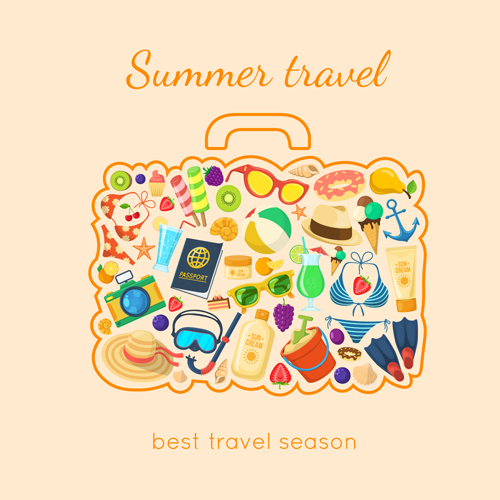 Summer travel vacation vector background 02 vacation travel summer background   