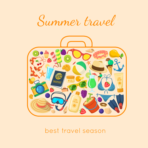 Summer travel vacation vector background 01 vacation travel summer background   