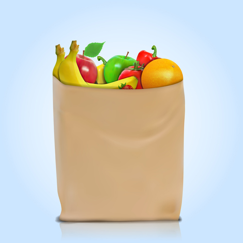 Grocery bag with food design vector 06 grocery food design bag   