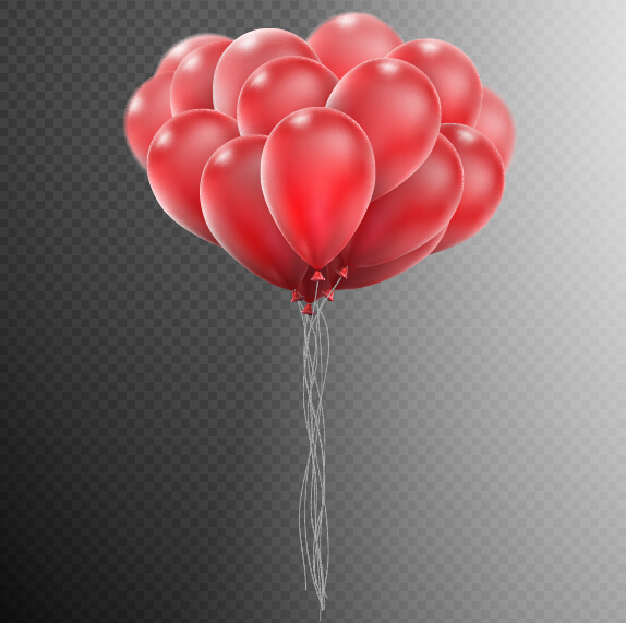 Realistic red balloons vector illustration 01 realistic illustration balloons   