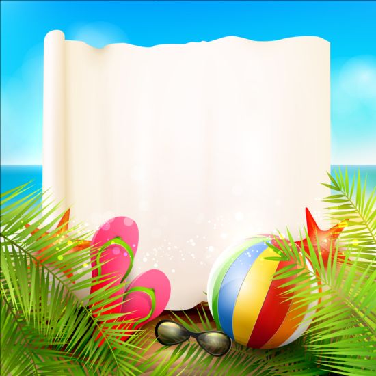 Tropical paradise summer holiday and paper background vector 06 tropical summer paradise paper holiday background   