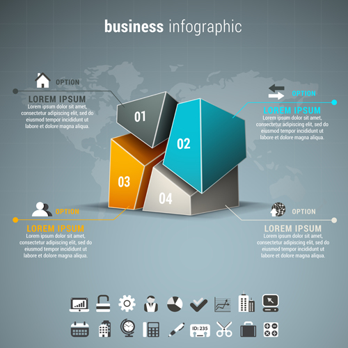 Gray business infographics template vector 03 template infographics gray business   
