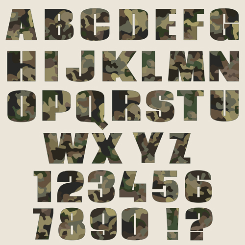 Camouflage alphabets fonts vector 03 fonts camouflage alphabets   