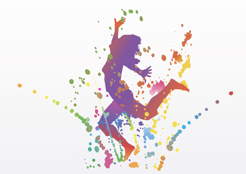 Colorful pint with dancers vector material 08 pint dancers colorful   