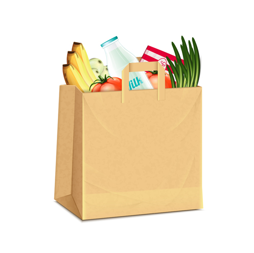 Grocery bag with food design vector 05 grocery food design bag   