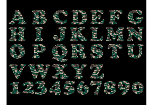 Camouflage alphabets fonts vector 01 fonts camouflage alphabets   