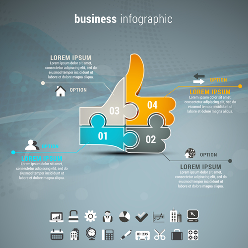 Gray business infographics template vector 02 template infographics gray business   