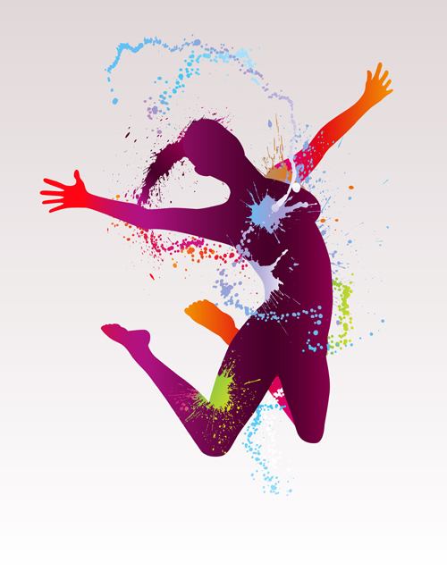 Colorful pint with dancers vector material 07 pint dancers colorful   