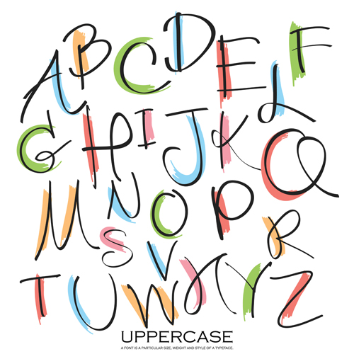 Hand drawn uppercase alphabet vector uppercase hand drawn alphabet   