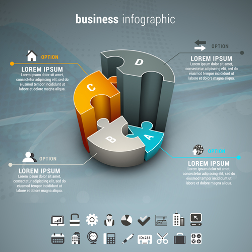 Gray business infographics template vector 01 template infographics gray business   