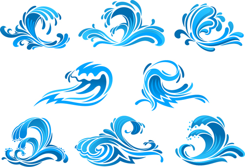 Water abstract logos vector set 03 water logos abstract   