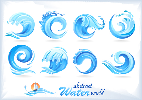 Water abstract logos vector set 02 water logos abstract   
