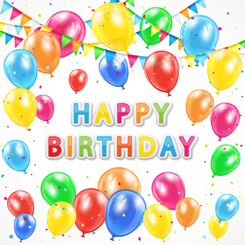 Colorful balloon and birthday card vector graphics colorful card birthday balloon   