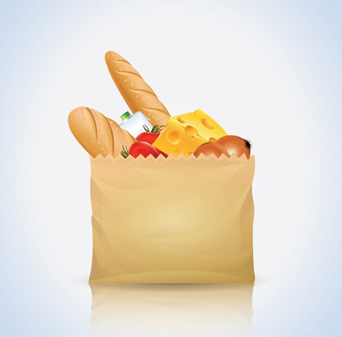 Grocery bag with food design vector 03 grocery food design bag   