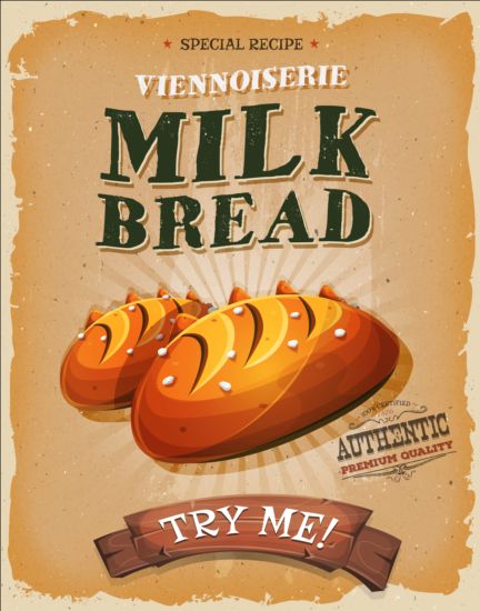 Milk bread poster vintage vector vintage poster milk bread   