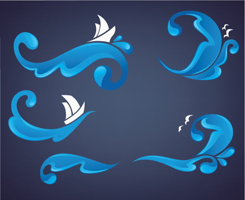 Water abstract logos vector set 01 water logos abstract   
